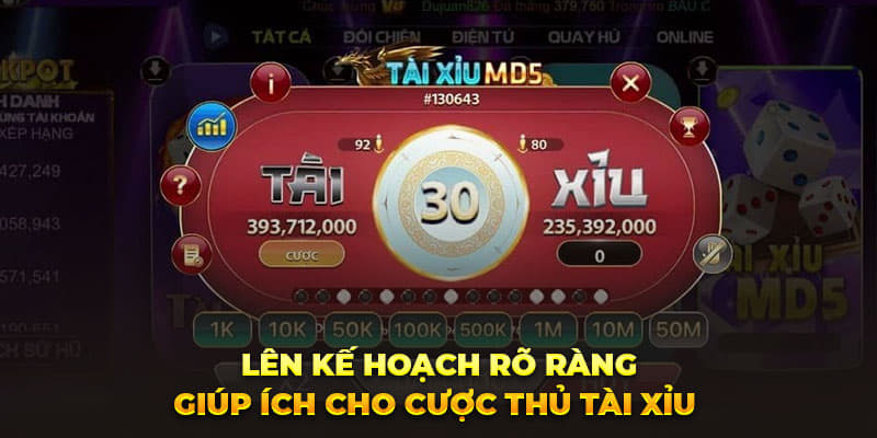 Lên kế hoạch rõ ràng giúp ích cho cược thủ tài xỉu 