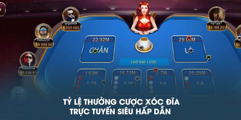 Tỷ lệ thưởng cược xóc đĩa online siêu hấp dẫn 